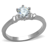 TK1431 - Stainless Steel Ring High polished (no plating) Women AAA Grade CZ Clear