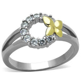 TK1434 - Stainless Steel Ring Two-Tone IP Gold (Ion Plating) Women AAA Grade CZ Clear