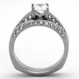TK1435 - Stainless Steel Ring High polished (no plating) Women AAA Grade CZ Clear