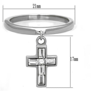 TK1438 - Stainless Steel Ring High polished (no plating) Women AAA Grade CZ Clear