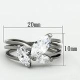 TK1445 - Stainless Steel Ring High polished (no plating) Women AAA Grade CZ Clear