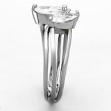 TK1445 - Stainless Steel Ring High polished (no plating) Women AAA Grade CZ Clear
