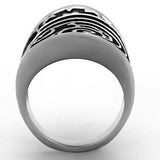TK1448 - Stainless Steel Ring High polished (no plating) Women Epoxy Jet