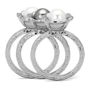 TK1449 - Stainless Steel Ring High polished (no plating) Women Synthetic Multi Color