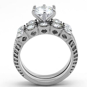 TK1450 - Stainless Steel Ring High polished (no plating) Women AAA Grade CZ Clear