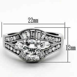 TK1451 - Stainless Steel Ring High polished (no plating) Women AAA Grade CZ Clear