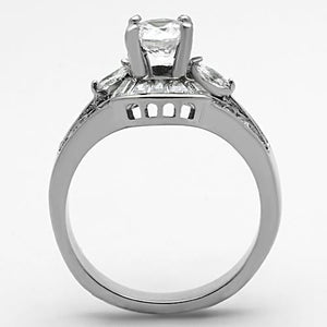TK1451 - Stainless Steel Ring High polished (no plating) Women AAA Grade CZ Clear