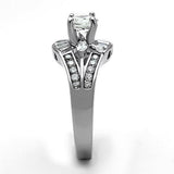 TK1451 - Stainless Steel Ring High polished (no plating) Women AAA Grade CZ Clear