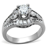 TK1451 - Stainless Steel Ring High polished (no plating) Women AAA Grade CZ Clear