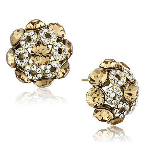 TK1458 - Stainless Steel Earrings IP Gold(Ion Plating) Women Top Grade Crystal Citrine Yellow