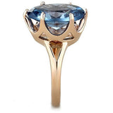 TK1484 - Stainless Steel Ring IP Rose Gold(Ion Plating) Women Synthetic London Blue