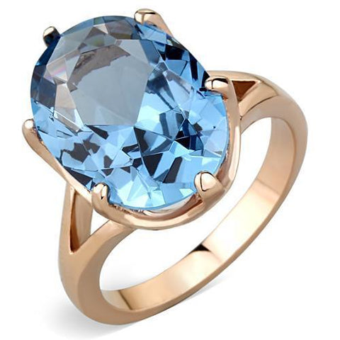TK1484 - Stainless Steel Ring IP Rose Gold(Ion Plating) Women Synthetic London Blue