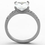 TK1486 - Stainless Steel Ring High polished (no plating) Women AAA Grade CZ Clear