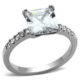 TK1486 - Stainless Steel Ring High polished (no plating) Women AAA Grade CZ Clear