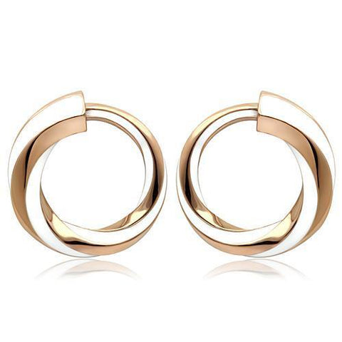 TK1488 - Stainless Steel Earrings IP Rose Gold(Ion Plating) Women Epoxy White