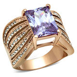 TK1490 - Stainless Steel Ring IP Rose Gold(Ion Plating) Women AAA Grade CZ Light Amethyst