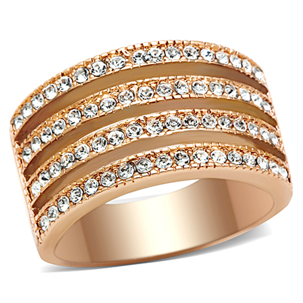 TK1492 - Stainless Steel Ring IP Rose Gold(Ion Plating) Women AAA Grade CZ Clear