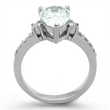 TK1493 - Stainless Steel Ring High polished (no plating) Women AAA Grade CZ Clear