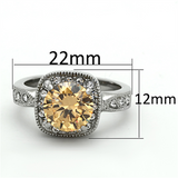 TK1495 - Stainless Steel Ring High polished (no plating) Women AAA Grade CZ Champagne