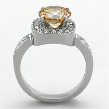 TK1495 - Stainless Steel Ring High polished (no plating) Women AAA Grade CZ Champagne