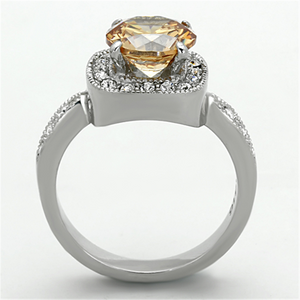 TK1495 - Stainless Steel Ring High polished (no plating) Women AAA Grade CZ Champagne