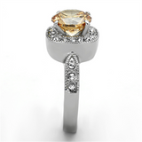 TK1495 - Stainless Steel Ring High polished (no plating) Women AAA Grade CZ Champagne