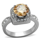 TK1495 - Stainless Steel Ring High polished (no plating) Women AAA Grade CZ Champagne