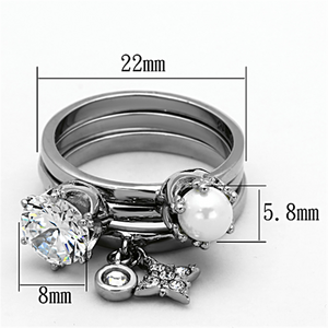 TK1497 - Stainless Steel Ring High polished (no plating) Women AAA Grade CZ Clear