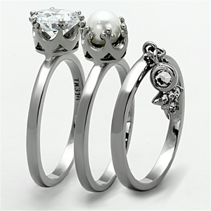 TK1497 - Stainless Steel Ring High polished (no plating) Women AAA Grade CZ Clear