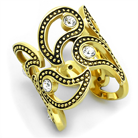 TK1506 - Stainless Steel Ring IP Gold(Ion Plating) Women Top Grade Crystal Clear
