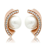 TK1510 - Stainless Steel Earrings IP Rose Gold(Ion Plating) Women Synthetic White