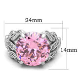 TK1512 - Stainless Steel Ring High polished (no plating) Women AAA Grade CZ Rose