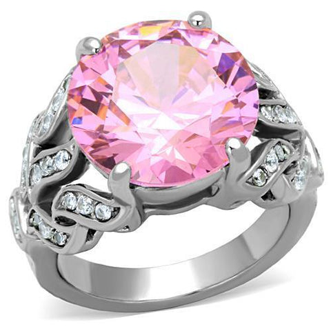 TK1512 - Stainless Steel Ring High polished (no plating) Women AAA Grade CZ Rose