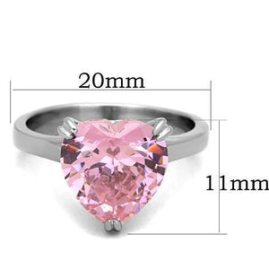 TK1513 - Stainless Steel Ring High polished (no plating) Women AAA Grade CZ Rose