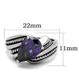 TK1515 - Stainless Steel Ring High polished (no plating) Women AAA Grade CZ Amethyst