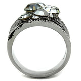 TK1521 - Stainless Steel Ring High polished (no plating) Women Top Grade Crystal Black Diamond