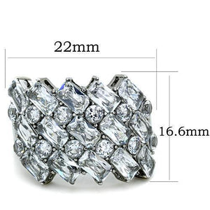 TK1522 - Stainless Steel Ring High polished (no plating) Women AAA Grade CZ Clear