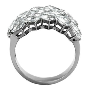 TK1522 - Stainless Steel Ring High polished (no plating) Women AAA Grade CZ Clear