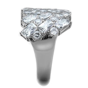 TK1522 - Stainless Steel Ring High polished (no plating) Women AAA Grade CZ Clear