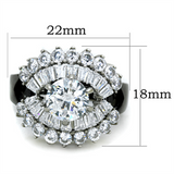 TK1523 - Stainless Steel Ring Two-Tone IP Black Women AAA Grade CZ Clear