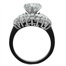 TK1523 - Stainless Steel Ring Two-Tone IP Black Women AAA Grade CZ Clear