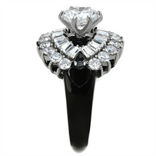 TK1523 - Stainless Steel Ring Two-Tone IP Black Women AAA Grade CZ Clear