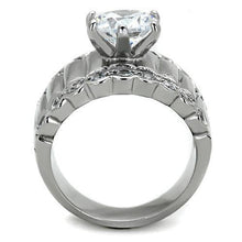 TK1524 - High polished (no plating) Stainless Steel Ring with AAA Grade CZ  in Clear