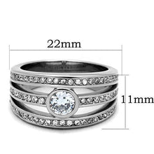 TK1525 - Stainless Steel Ring High polished (no plating) Women AAA Grade CZ Clear
