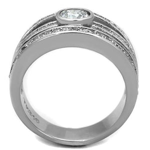 TK1525 - Stainless Steel Ring High polished (no plating) Women AAA Grade CZ Clear
