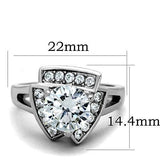 TK1528 - Stainless Steel Ring High polished (no plating) Women AAA Grade CZ Clear