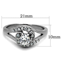 TK1529 - Stainless Steel Ring High polished (no plating) Women AAA Grade CZ Clear