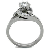 TK1529 - Stainless Steel Ring High polished (no plating) Women AAA Grade CZ Clear