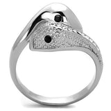 TK1532 - Stainless Steel Ring High polished (no plating) Women Top Grade Crystal Jet