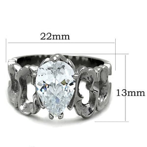 TK1534 - Stainless Steel Ring High polished (no plating) Women AAA Grade CZ Clear